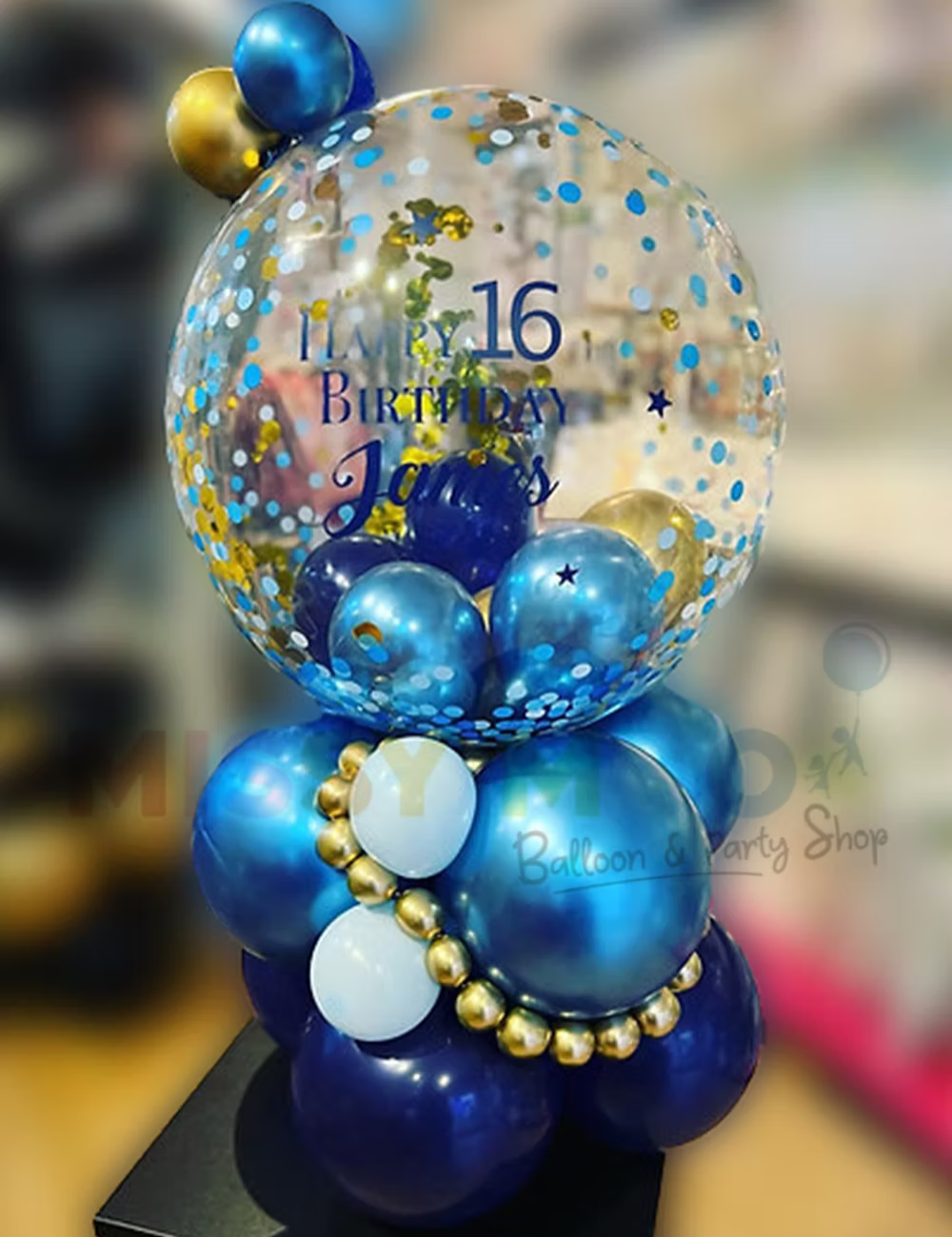 Blue Chrome Personalised Bubble