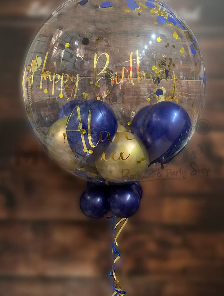 Navy Gold Confetti Bubble