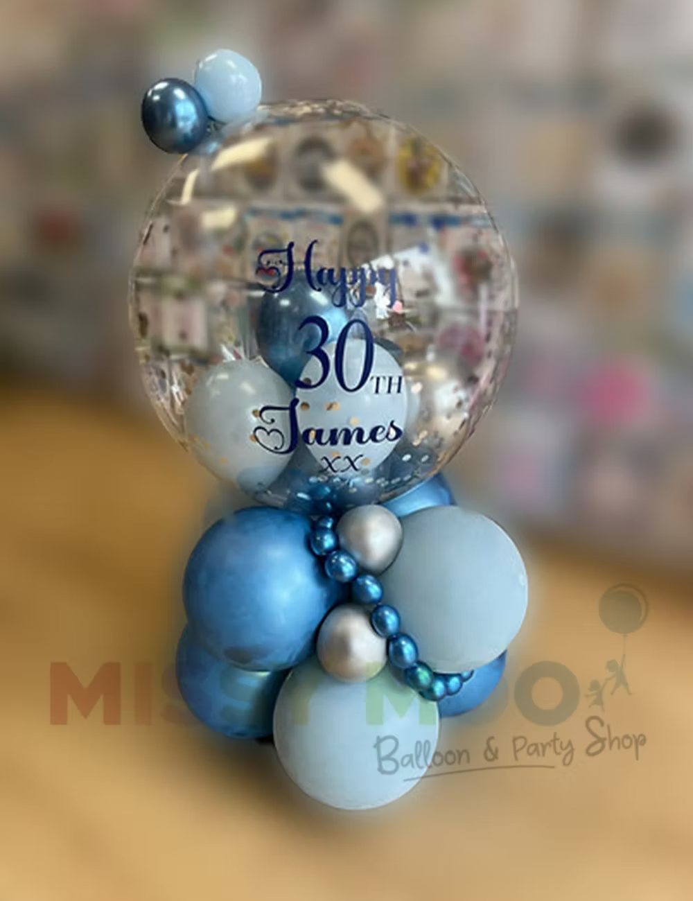 Blue Chrome Personalised Bubble