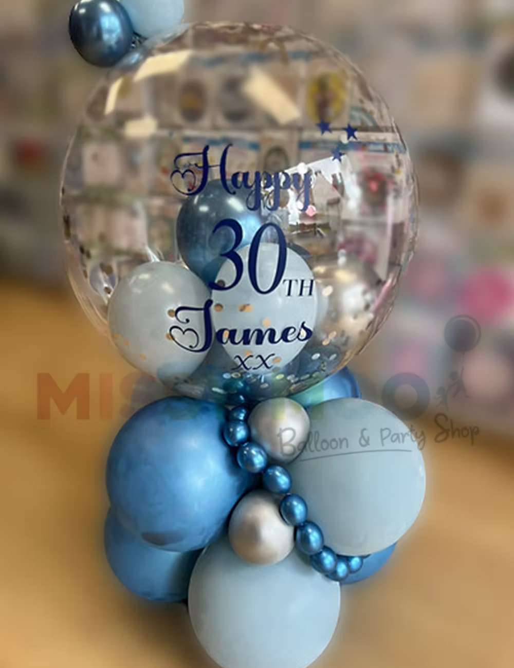 Blue Chrome Personalised Bubble