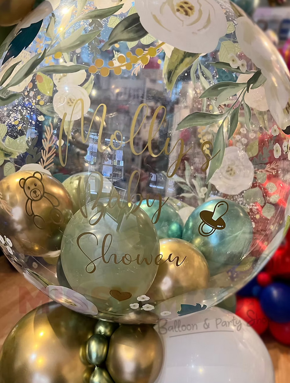 Floral Sage & Gold Personalised Bubble