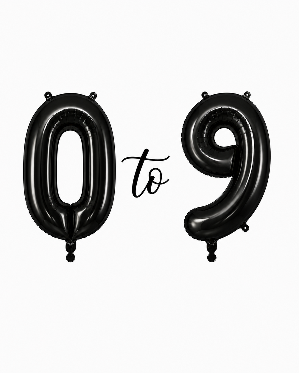 Helium Big Number Balloons in Black 0-9