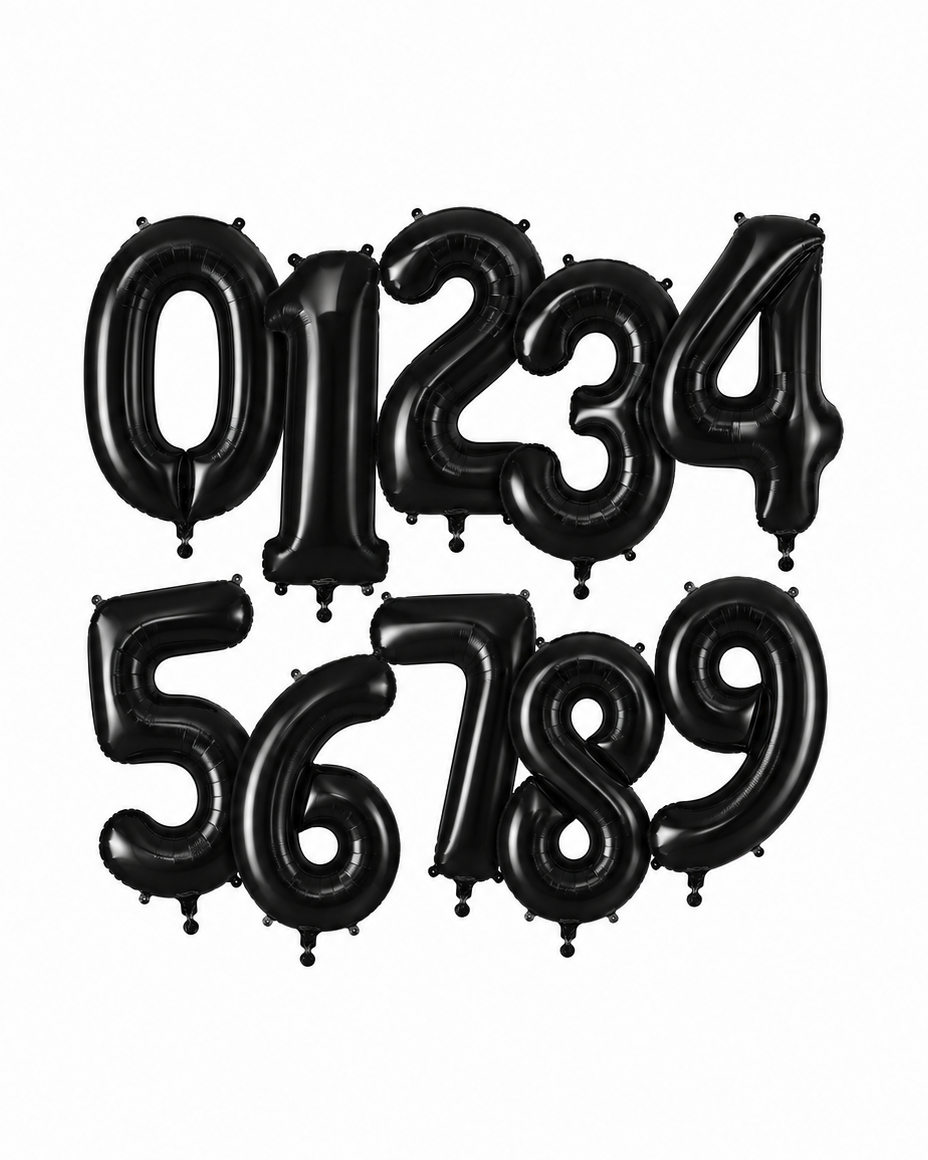 Helium Big Number Balloons in Black 0-9