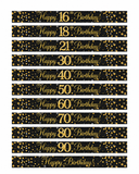 Black & Gold Happy Birthday Foil Birthday Banner (Choose Age)