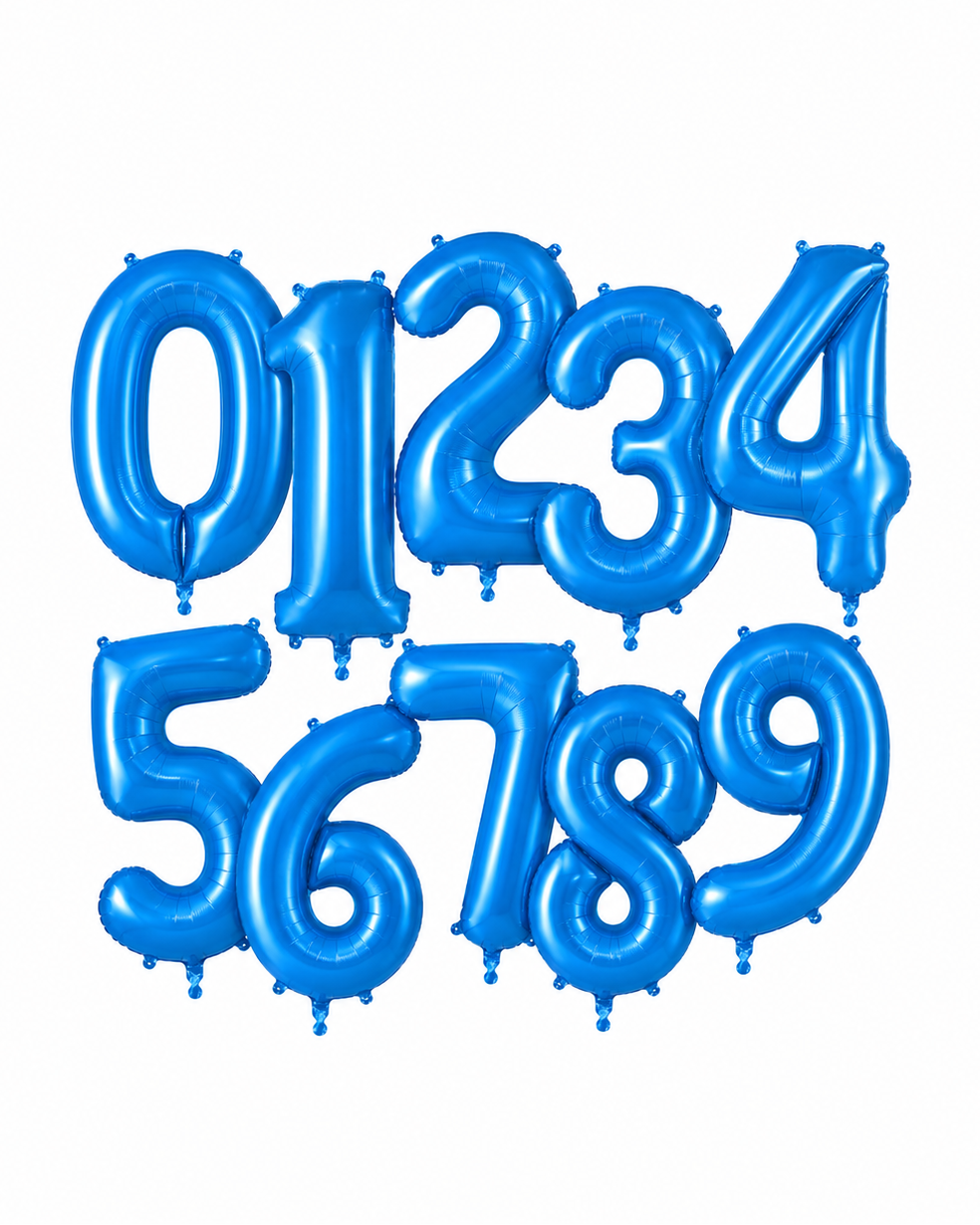 Helium Big Number Balloons in Blue 0-9