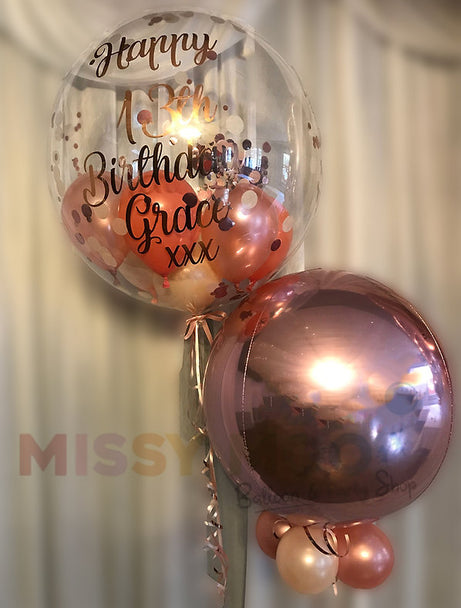 Confetti Bubble & Rose Gold Orbs