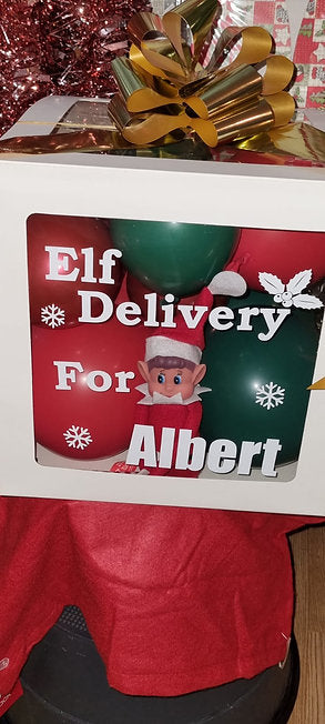 Elf Xmas Box with Balloons -             (Elf included)