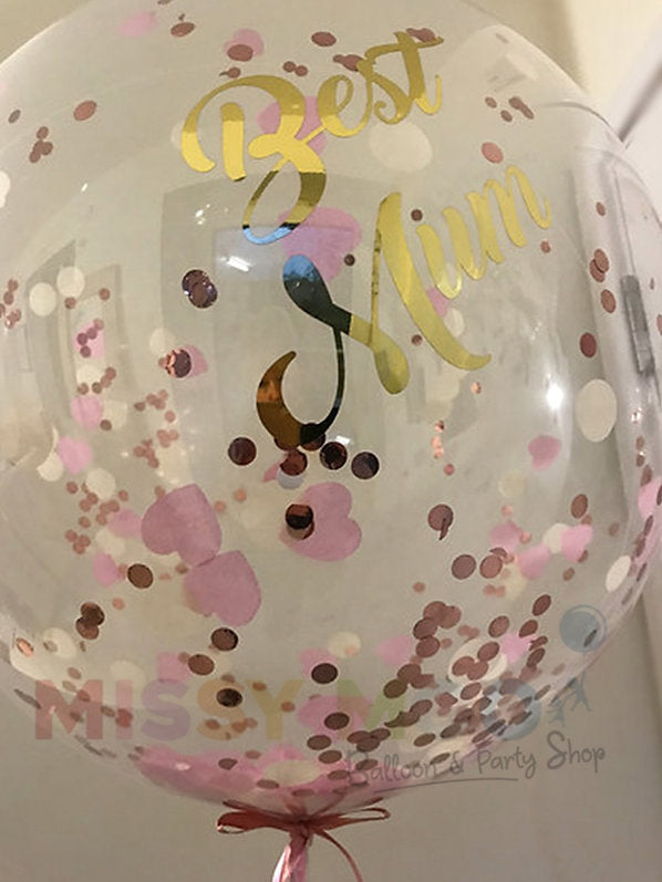 Personalised Confetti Bubble Balloon Mothers Day Themed Display