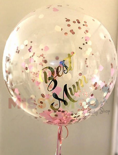 Personalised Confetti Bubble Balloon Mothers Day Themed Display