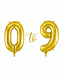 Helium Big Number Balloons in Gold 0-9
