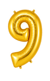 Helium Big Number Balloons in Gold 0-9