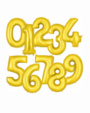 Helium Big Number Balloons in Gold 0-9