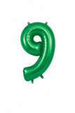 Helium Big Number Balloons in Green 0-9