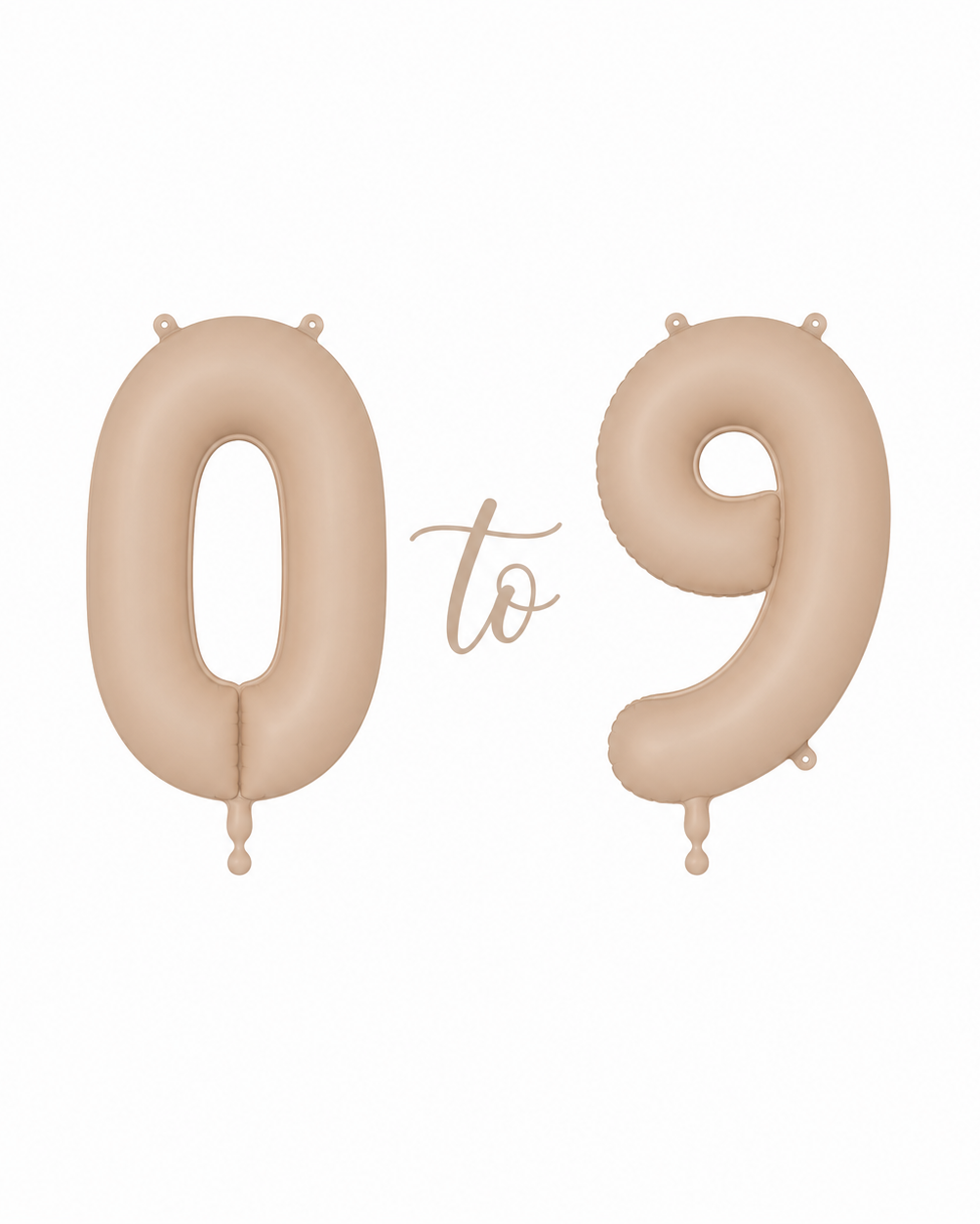 Helium Big Number Balloons in Matte Nude 0-9