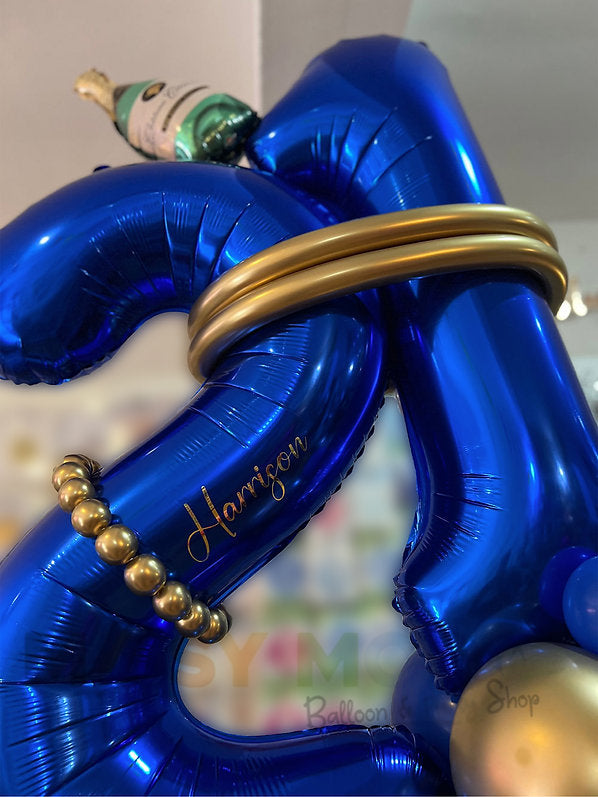 Gold, Blue Luxury Big Number Display (All Ages)