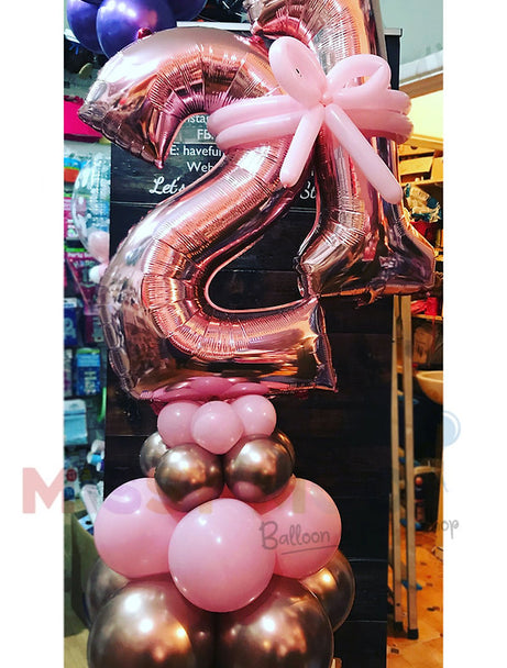 Double Number Rose Gold Stand Up with Bow (All Ages)