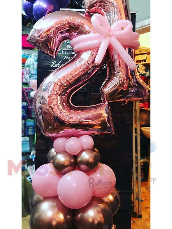 Double Number Rose Gold Stand Up with Bow (All Ages)