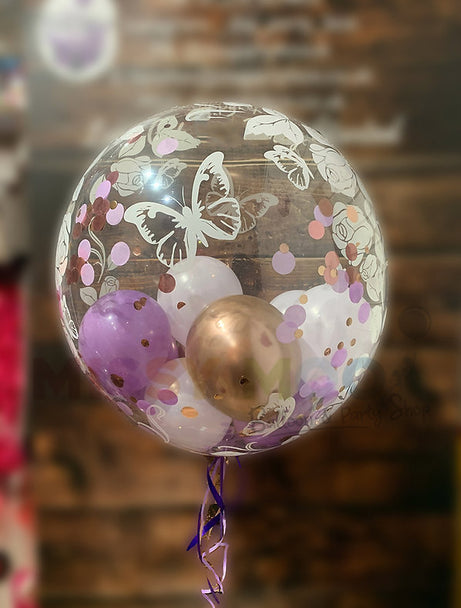 Personalised Butterfly Lilac, Pinks & Gold Bubble