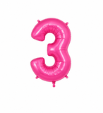 Helium Big Number Balloons in Magenta Pink 0-9