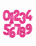 Helium Big Number Balloons in Magenta Pink 0-9