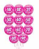Happy Birthday Pink Holographic Foil Balloons (Ages 16-90)