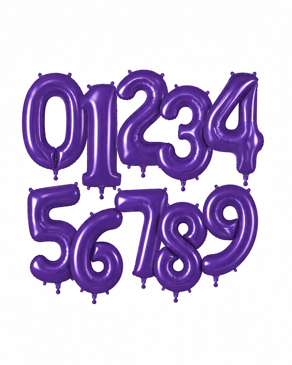 Helium Big Number Balloons in Purple 0-9