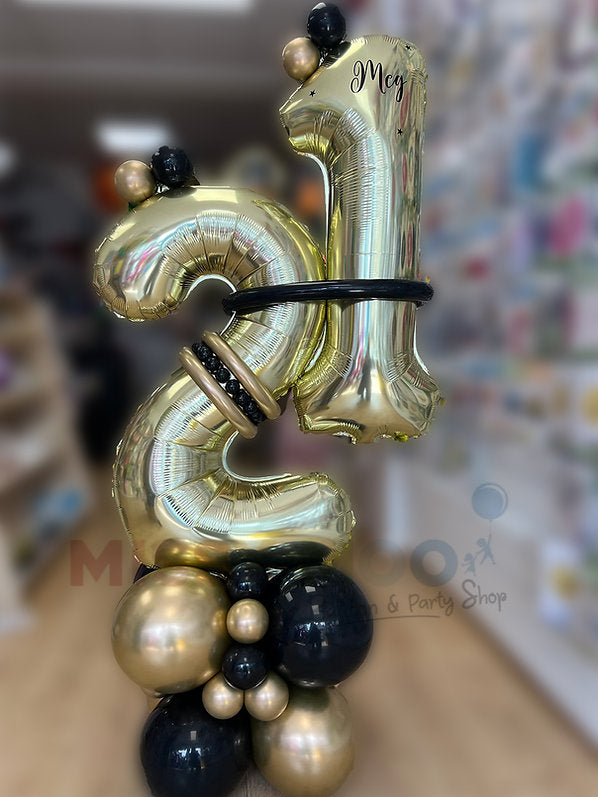 Gold, Black Luxury Big Number Display (All Ages)