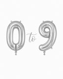 Helium Big Number Balloons in Silver 0-9