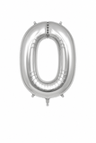 Helium Big Number Balloons in Silver 0-9