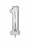 Helium Big Number Balloons in Silver 0-9