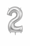 Helium Big Number Balloons in Silver 0-9
