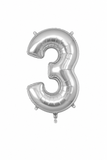 Helium Big Number Balloons in Silver 0-9