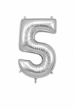 Helium Big Number Balloons in Silver 0-9
