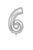 Helium Big Number Balloons in Silver 0-9