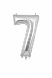Helium Big Number Balloons in Silver 0-9