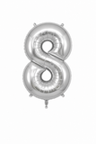 Helium Big Number Balloons in Silver 0-9