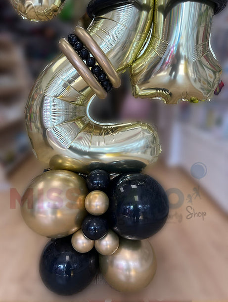 Gold, Black Luxury Big Number Display (All Ages)