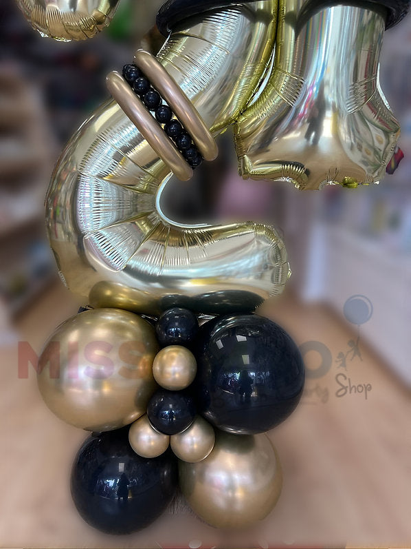 Gold, Black Luxury Big Number Display (All Ages)