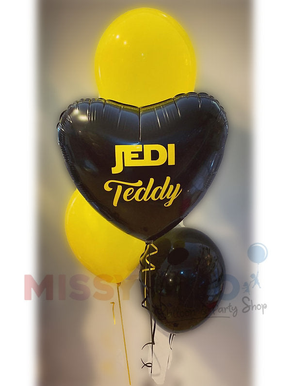 Personalised Black Yellow Balloon Display