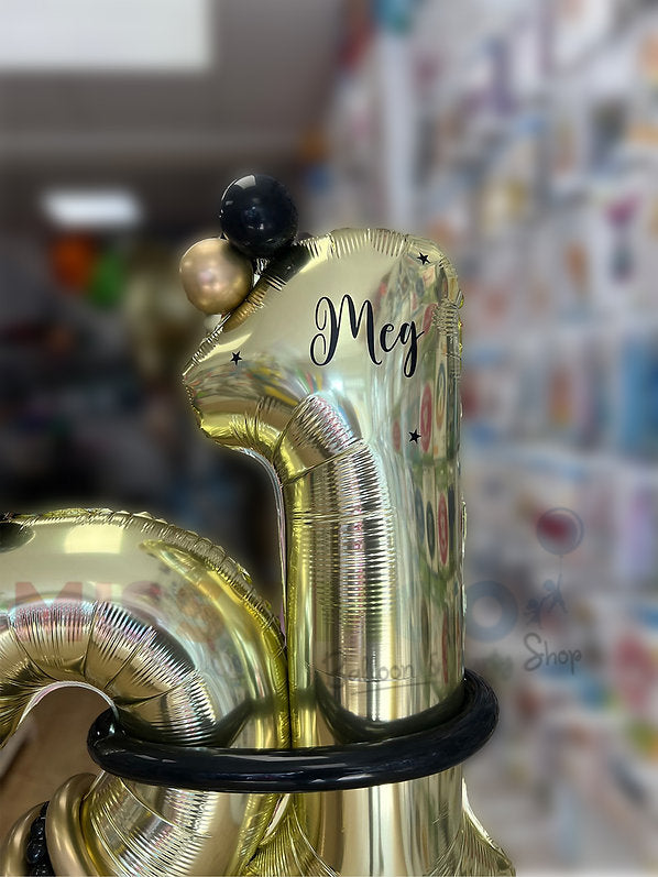 Gold, Black Luxury Big Number Display (All Ages)