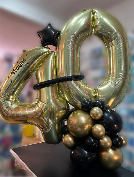 Gold, Black Luxury Big Number Display (All Ages)