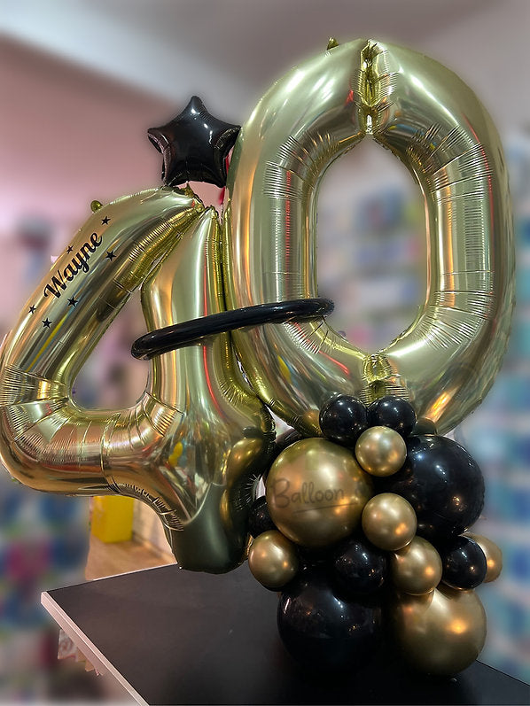 Gold, Black Luxury Big Number Display (All Ages)