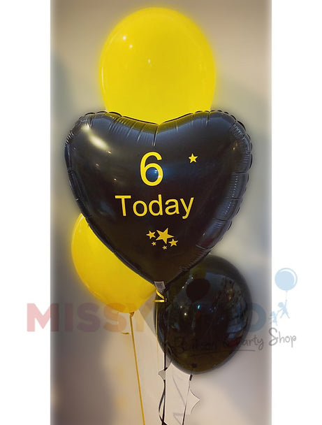 Personalised Black Yellow Balloon Display