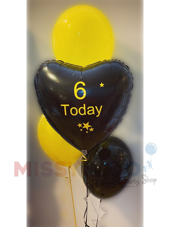 Personalised Black Yellow Balloon Display