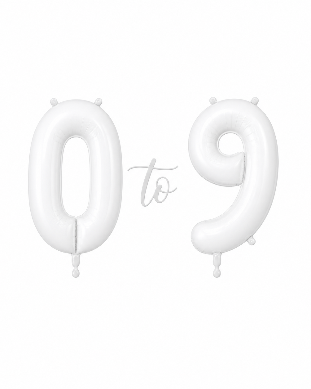 Helium Big Number Balloons in White 0-9