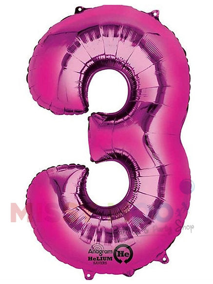 Helium Big Number Balloons in Magenta 0-9 Personalised