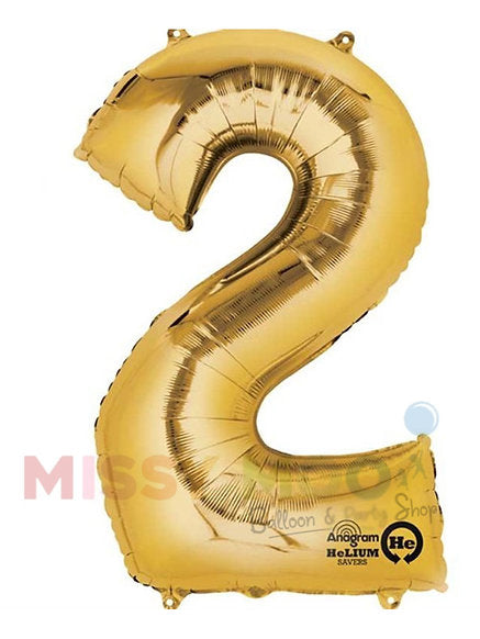 Helium Big Number Balloons in Gold 0-9