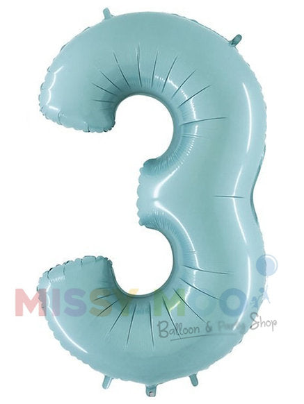 Helium Big Number Balloons in Pastel Blue 0-9