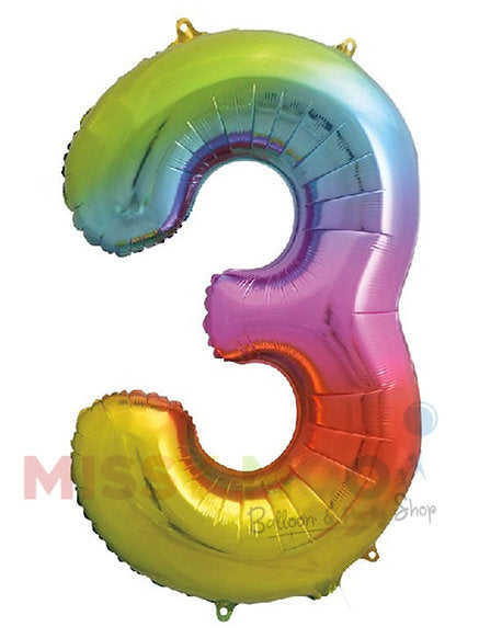 Helium Big Number Balloon in Rainbow 0-9