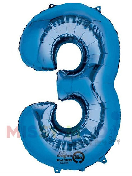 Helium Big Number Balloons in Blue 0-9